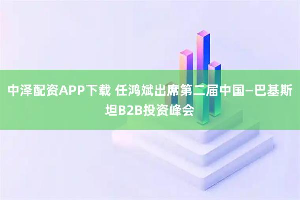中泽配资APP下载 任鸿斌出席第二届中国—巴基斯坦B2B投资峰会